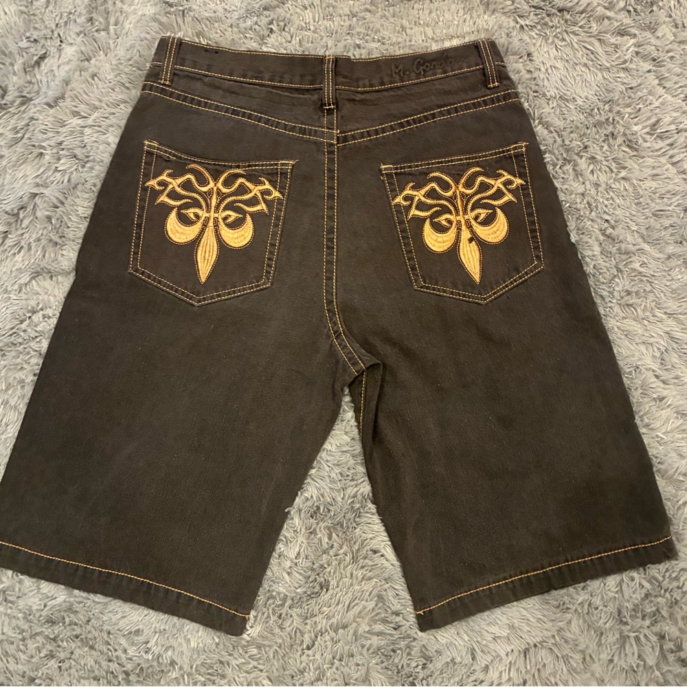 M. Gordon Embroidered Denim Shorts | Men’s W38 L10 | Y2K Biker Style